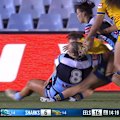 Ellie Johnston gifts the Eels two points following her hip drop tackle.