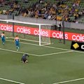 A long ball and header catches out the Socceroos as Arjany Martha scores.