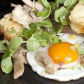 The duck egg, oyster mushroom and truffle butter dish, one of the cafe's most popular.