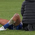 Stephen Crichton is stretchered off the field after he is hit by Noah Martin.