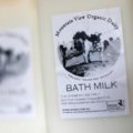 Bottles of Mountain View Organic Dairy Bath Milk.