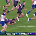 Matt Burton makes a line break and the Bulldogs score a try in the next play.