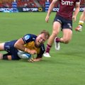 Force winger Darby Lancaster is injured scoring a spectacular try against the Reds.