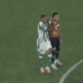 Lille’s Ethan Mbappé has been sent off for catching a Real Betis player with his elbow.