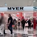 A brawl erupted at a shopping centre in Bankstown, Sydney, after two women were approached by a loss prevention officer.