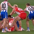 Tom Papley kicked a goal moments after getting into a brouhaha with former Swans teammate Jacob Konstanty.