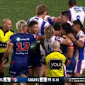 Dallin Watene-Zelezniak takes exception to Bradman Best after he was denied a try.