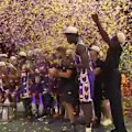 The NBL trophy falls apart as the Sydney Kings celebrate winning the 2026 title in a game-five triumph over the Adelaide 36ers.