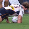 Patrick Carrigan charges over the line to put the Broncos in frame to challenge the Roosters.
