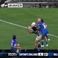 Jethro Rinakama knocks it on again and the Roosters challenge it successfully.