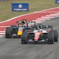 Charles Leclerc overtakes Max Verstappen late to claim second spot.