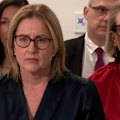 Premier Jacinta Allan reacted angrily to a call for her to resign at a press conference in Melbourne.