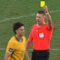 Alessandro Circati receives a yellow card during the second half against Cameroon.