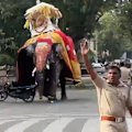 An elephant carrying a 650kg sacred gold shrine went on a rampage during a Hindu festival.