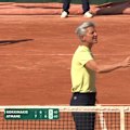 Thanasi Kokkinakis fires up as a dispute arises over his ace.