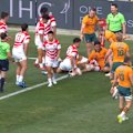 A stunning start for the Wallabies as hooker Josh Nasser scores an early try in the right corner.