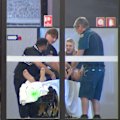A group of young people are on the run after attacking a shopping centre security guard on the Gold Coast.