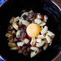 Macaroni with pig's head and egg yolk