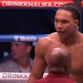 Raphael Akperjiori is left in a troubling state on the mat after being knocked down in the ring by Da'Mazion Vanhouter.