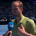 Daniil Medvedev speaks after coming from two sets down to defeat Fábián Marozsán.
