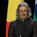 Dr Katie Nicoll, widow of Richard Scolyer delivers her eulogy at Richard Scolyer's state memorial.