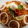 The chicken 65 biryani is a specialty.