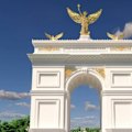 Donald Trump has revealed his planned Washington arch will double as a military complex.