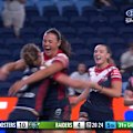 Canberra fails to take a bomb which leads to Jess Sergis running away to score.