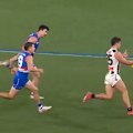 Collingwood's Daniel McStay kicks his fourth goal of the wildcard final.