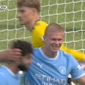 Erling Haaland gets the party started for Manchester City with a header.