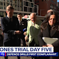 Allegations levelled against Alan Jones have been challenged in court, as the veteran broadcaster's legal team continues to question his first alleged victim to take the stand.