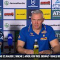 Eels coach Jason Ryles is left dejected after his side's loss to South Sydney.
