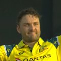 Josh Inglis hit a century in Australia's chase before Nathan Ellis led the side to victory.