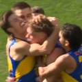 West Coast star Harley Reid kicks one of the goals of the year against Richmond.