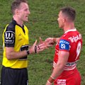 Dragons captain Damien Cook vents his frustration after the Bunker overrules a try at Magic Round.