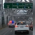 New footage shows a wild stolen car crash on the Story Bridge in Brisbane.