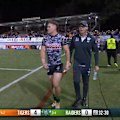 Ethan Strange leaves the field with an ankle injury against the Tigers.