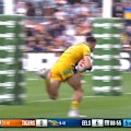 Eels hooker Tallyn Da Silva scores under the posts against the Tigers.