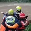 Footage shows emergency services carrying out a flood rescue in Nurimbah Valley in northern NSW.