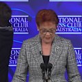 The banner was unfurled without obvious assistance from anyone in the club and temporarily threw Pauline Hanson off stride before she continued with her speech.