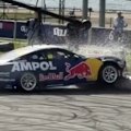 Supercars co-driver Scott Pye made light of his crash in a Red Bull demonstration, smashing Will Brown's car into the barriers.