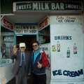 George Poulos, 90, with his son Nik, has owned the Rio milk bar in Summer Hill since 1952.