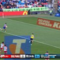 Newcastle back-rower Dylan Lucas opens the scoring in his side's clash against the Dolphins.