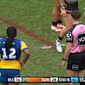 Parramatta prop Boss Kapua is sin binned for a high shot late in her side's clash with the Wests Tigers. 