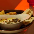 'Mexican cheese fondue' with organic chorizo.