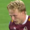 Carter Gordon collects on Harry Wilson's inspired nudge at Suncorp Stadium.
