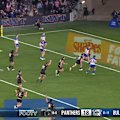 Panthers centre Casey McLean puts the nail in Canterbury's coffin with a second-half try.