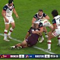 Roosters enforcer Lindsay Collins is placed on report for a high shot on Broncos prop Xavier Willison.