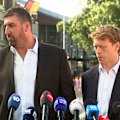 Swans coach Dean Cox and captain Callum Mills hit back at journalists amid a grilling over the Melbourne hotel room scandal.