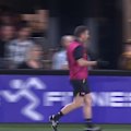 Mitch Lewis leaves the field in Perth after hurting his shoulder.